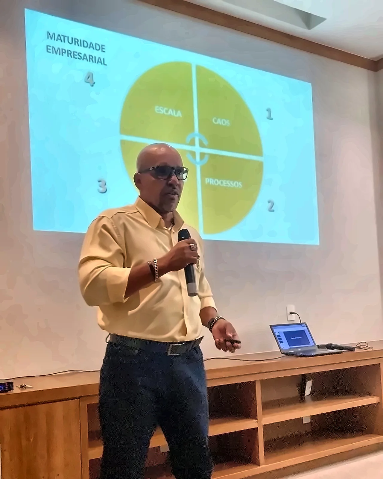 Palestra da FONS sobre maturidade empresarial para um público de empresários